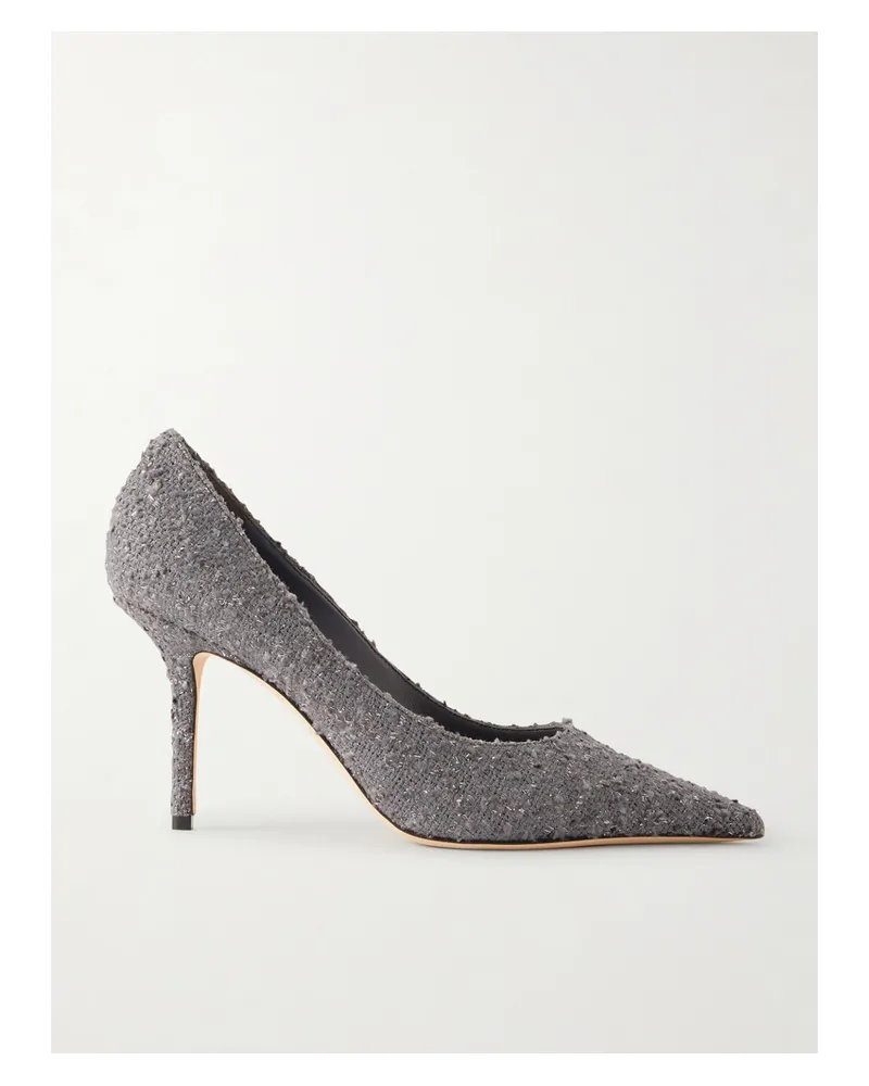 Jimmy Choo Love 85 Metallic Tweed Pumps - Gray Gray
