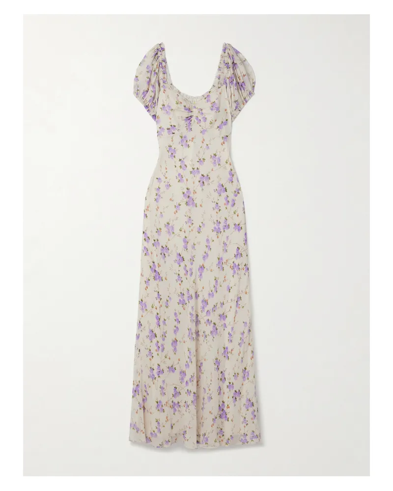 LoveShackFancy Madara Maxikleid Aus Crêpe De Chine Mit Blumenprint - Lila Lila