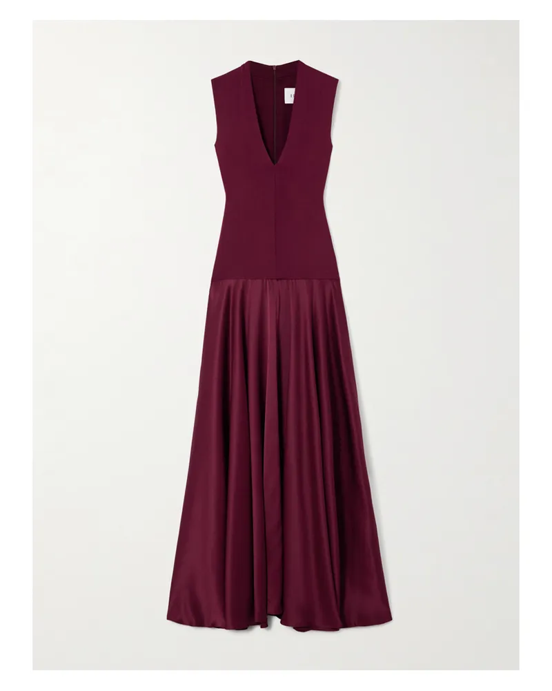 Esse Studios Illi V Maxikleid Aus Jersey Und Seidensatin - Burgunder Burgunder