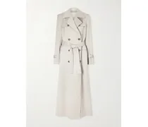 Camilla Double-breasted Belted Herringbone Wool And Silk-blend Trench Coat - Off-white