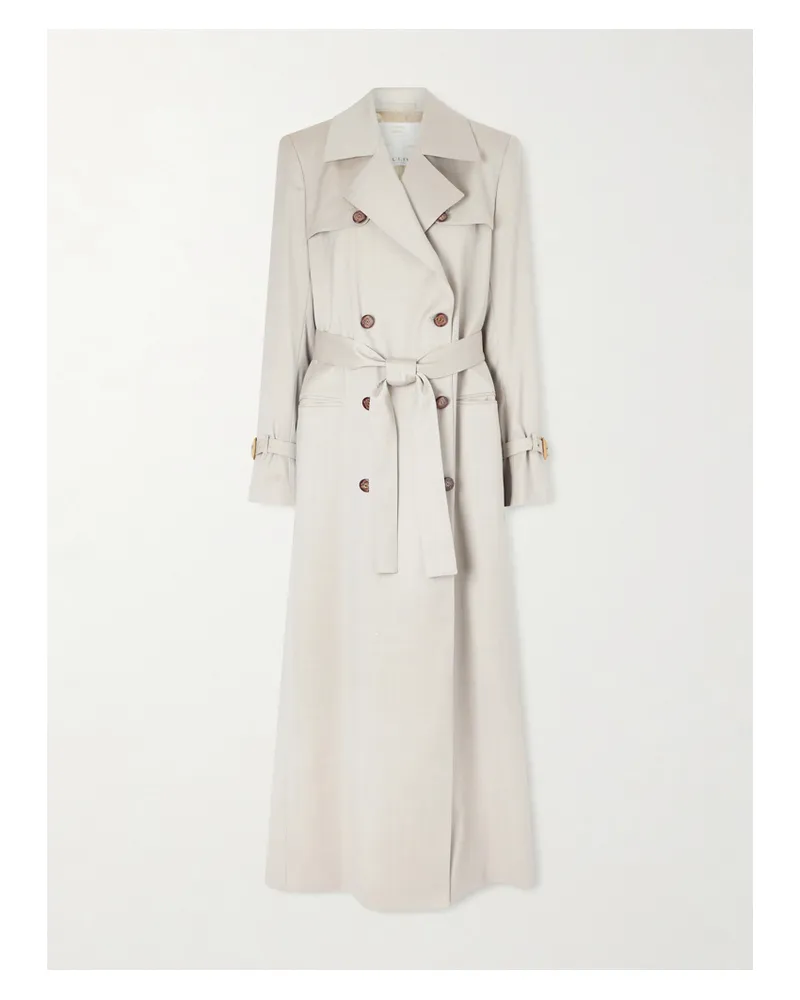 Giuliva Heritage Collection Camilla Double-breasted Belted Herringbone Wool And Silk-blend Trench Coat - Off-white Off-white