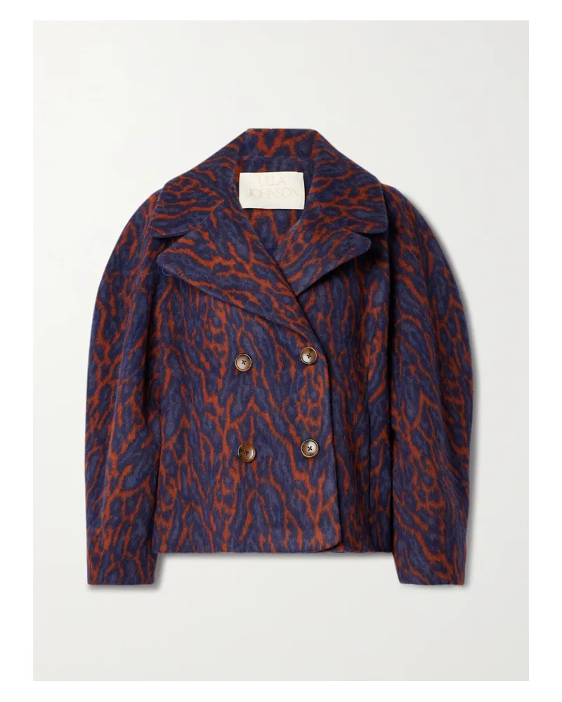 Ulla Johnson Dorothea Doppelreihige Jacke Aus Einer Gebürsteten Wollmischung Mit Jacquard-muster - Lila Lila