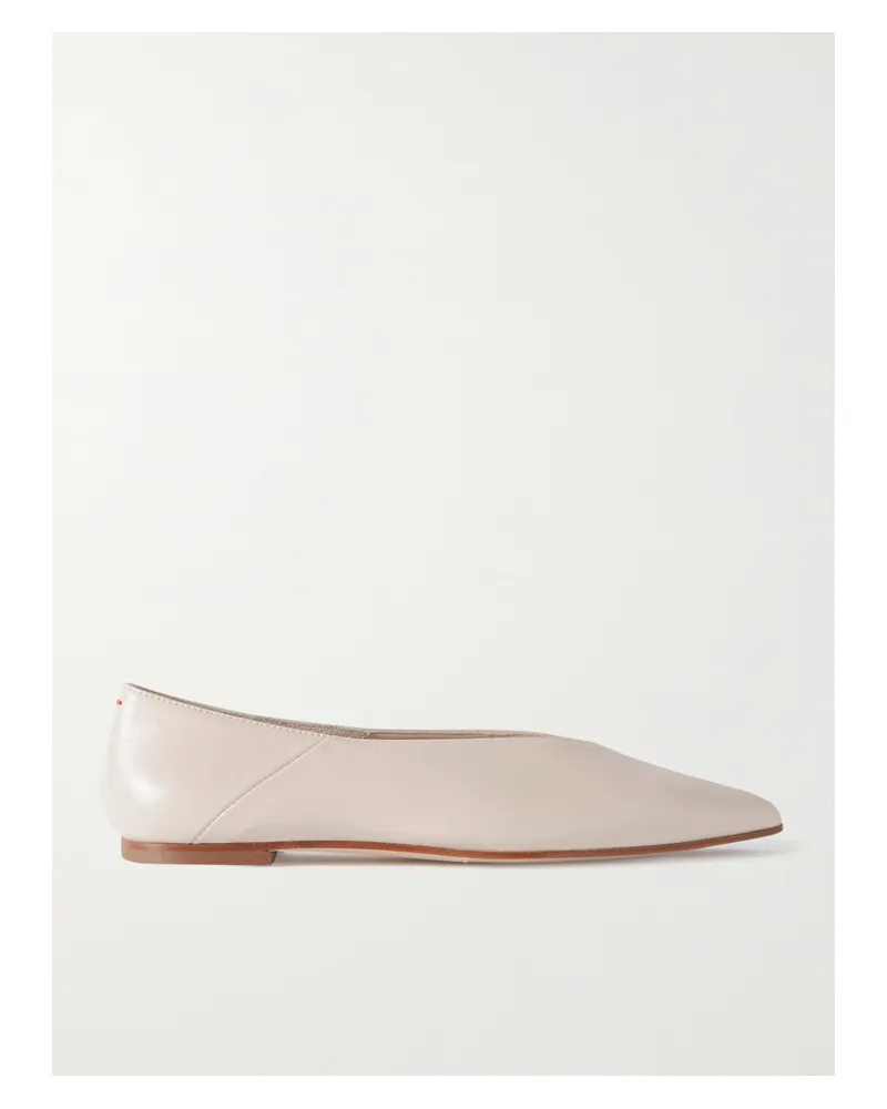 aeyde Moa Leather Point-toe Flats - Cream Cream