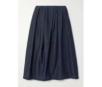 Midi-jeansrock Mit Raffungen - Blau