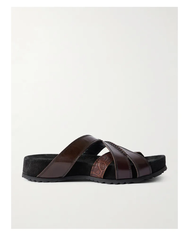 Dries van Noten Embossed Leather Sandals - Brown Brown