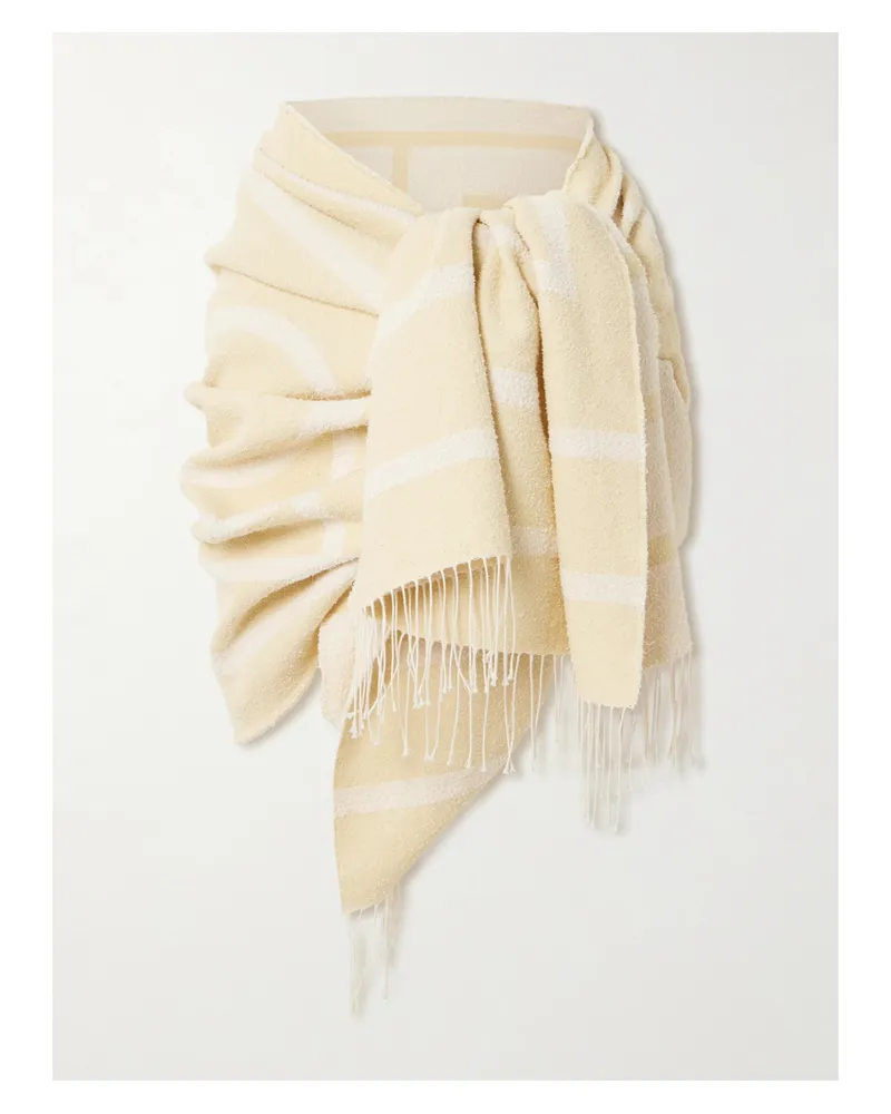 Totême Schal Aus Einer Leinenmischung Mit Logostickerei Und Fransen - Ecru Ecru