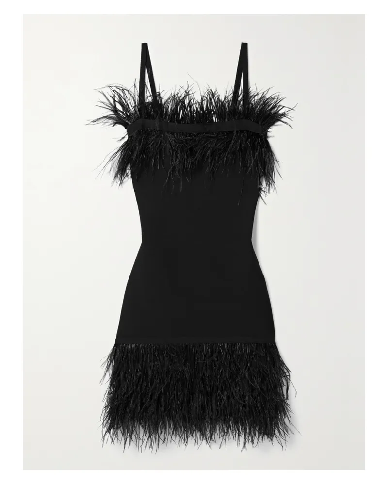 STAUD Etta Minikleid Aus Strick Mit Federn - Schwarz Schwarz