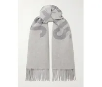 Schal Aus Woll-jacquard Mit Fransen - Grau