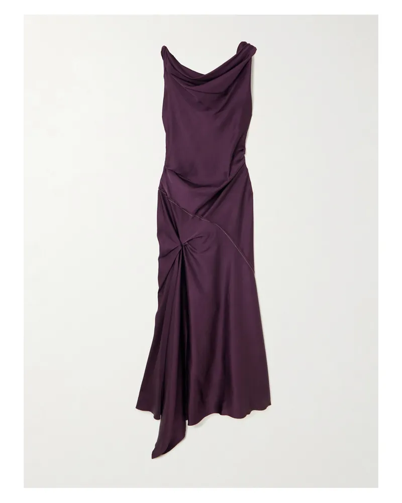 Victoria Beckham Asymmetrisches Midikleid Aus Satin Mit Raffungen - Lila Lila