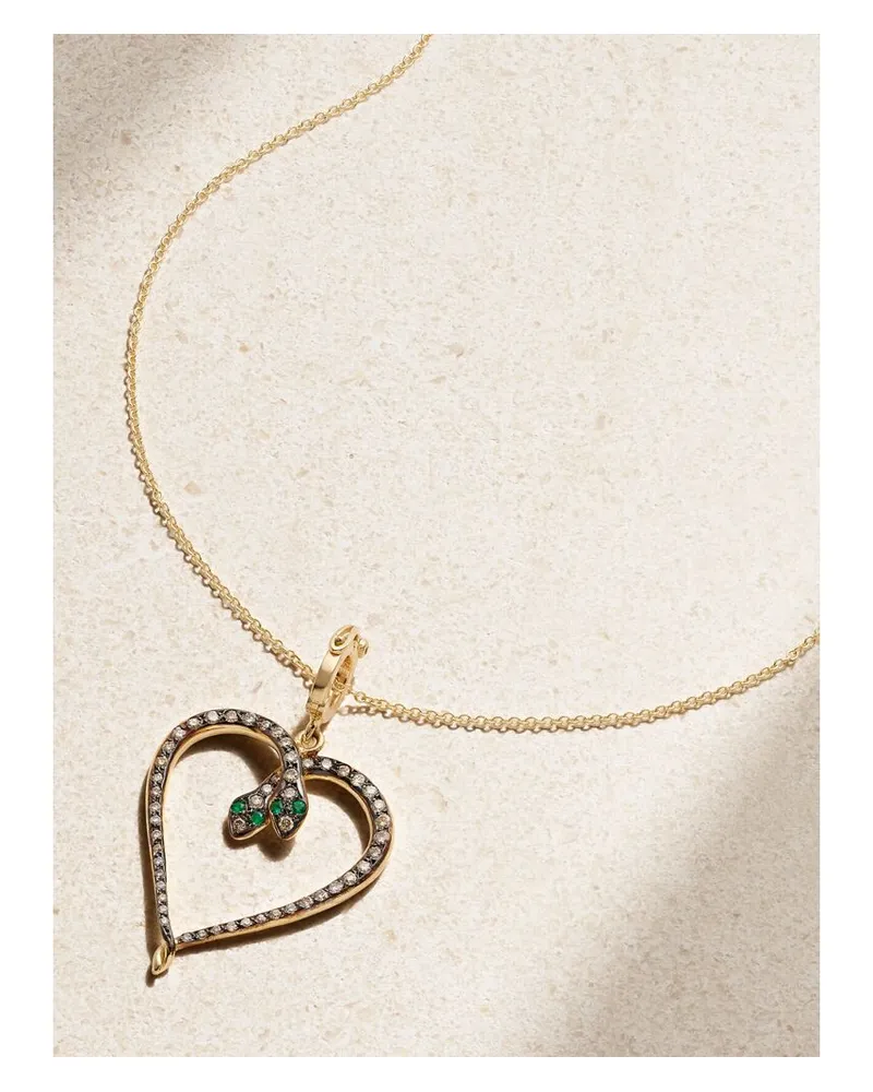 Ileana Makri Miracle Love Kette Aus 18 Karat Gold Mit Diamanten Und Smaragden Gold