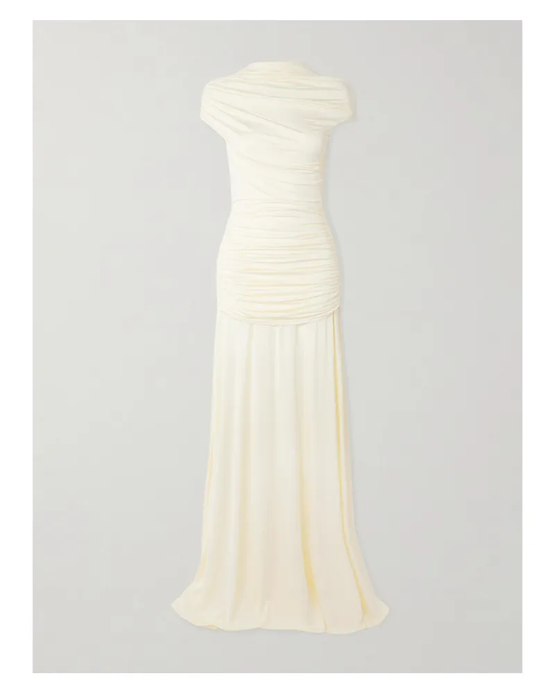 Self-Portrait Open-back Draped Stretch-jersey Maxi Dress - Yellow Yellow