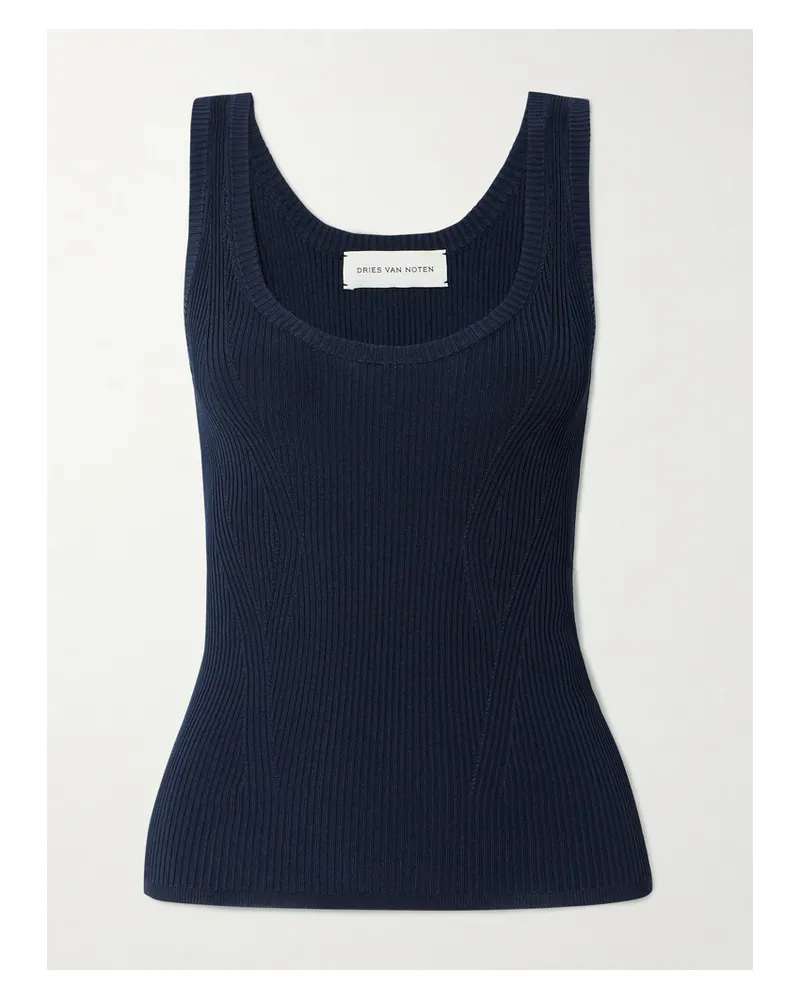 Dries van Noten Tanktop Aus Geripptem Stretch-strick - Blau Blau