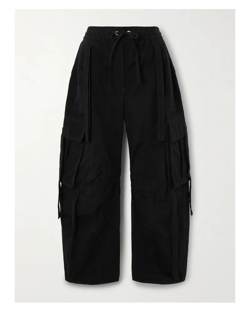 Dolce & Gabbana Cargohose Aus Gewachster Faille Mit Bändern - Schwarz Schwarz