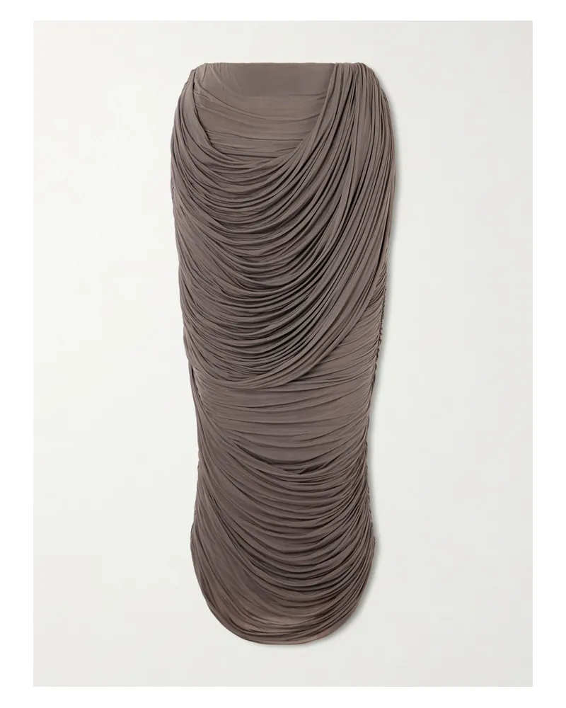 Magda Butrym Ruched Jersey Midi Skirt - Brown Brown