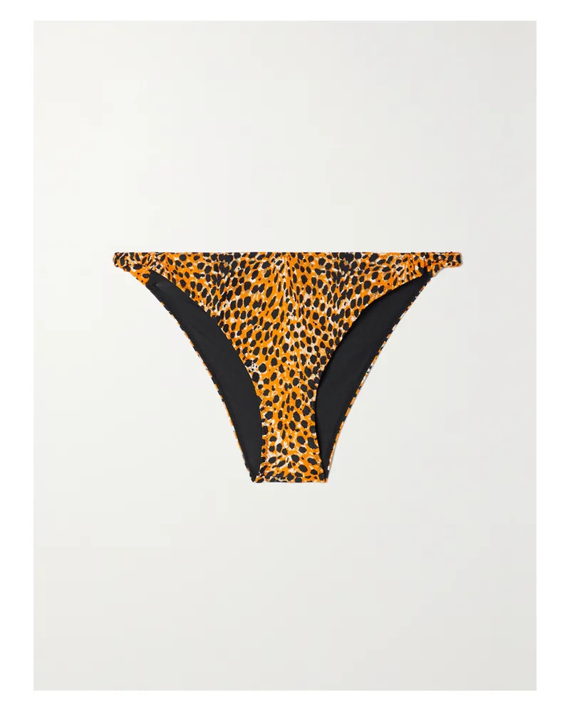 Ganni Bikini-höschen Mit Recycelten Fasern Und Gepardenprint - Gelb Gelb