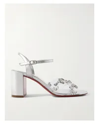 Christian Louboutin Queenie 70 Sandalen aus Metallic-leder und Pvc Silber