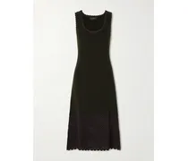 Alice Crochet-trimmed Ribbed Cotton-blend Midi Dress - Brown