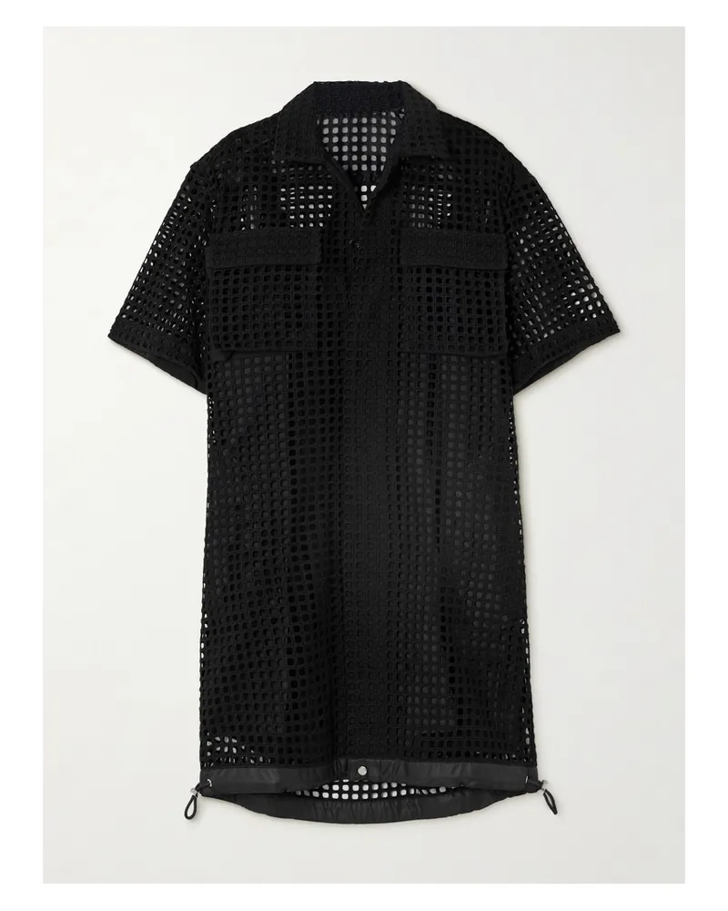 Sacai Mini-hemdblusenkleid Aus Baumwolle Mit Lochstickerei - Schwarz Schwarz