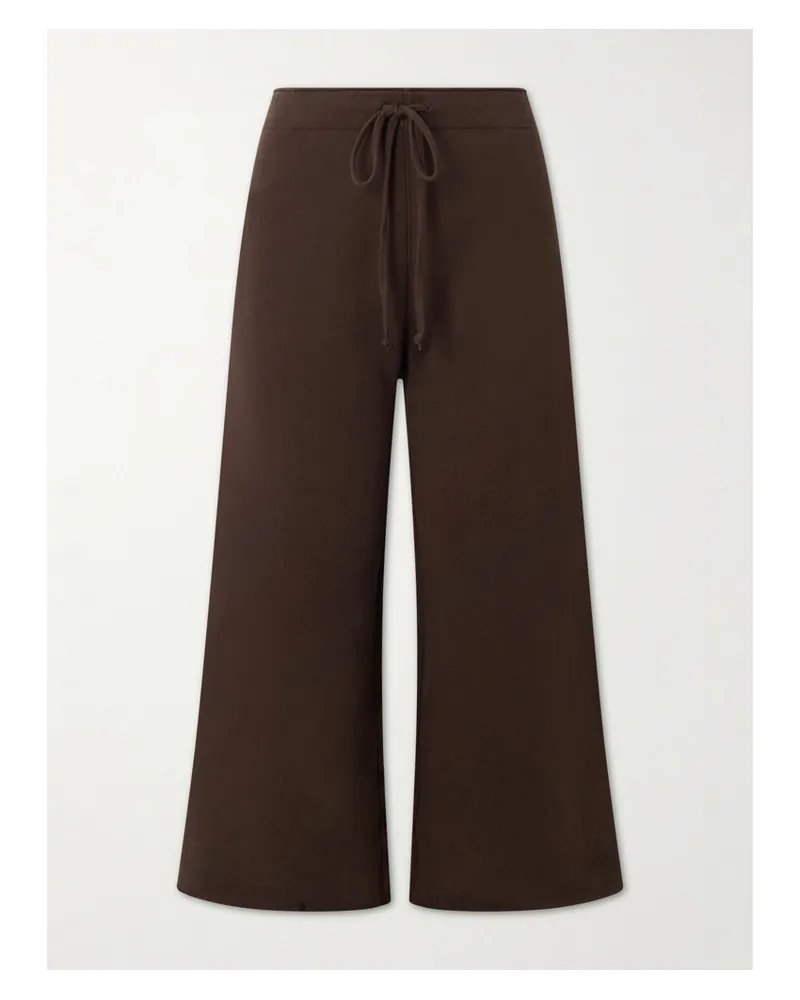 Nili Lotan Kiki Cropped Cotton-jersey Track Pants - Brown Brown