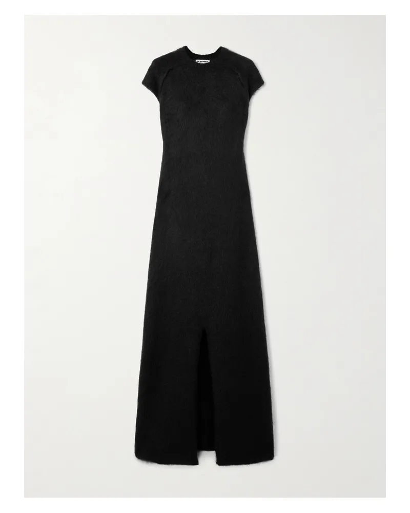 Jil Sander Maxikleid aus einer Mischung aus Wolle, Mohair und Seide Schwarz