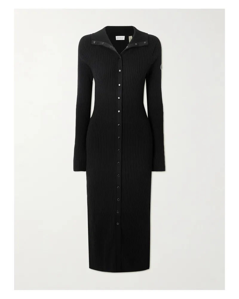 Moncler Edward Enninful Ribbed Wool Midi Dress - Black Black