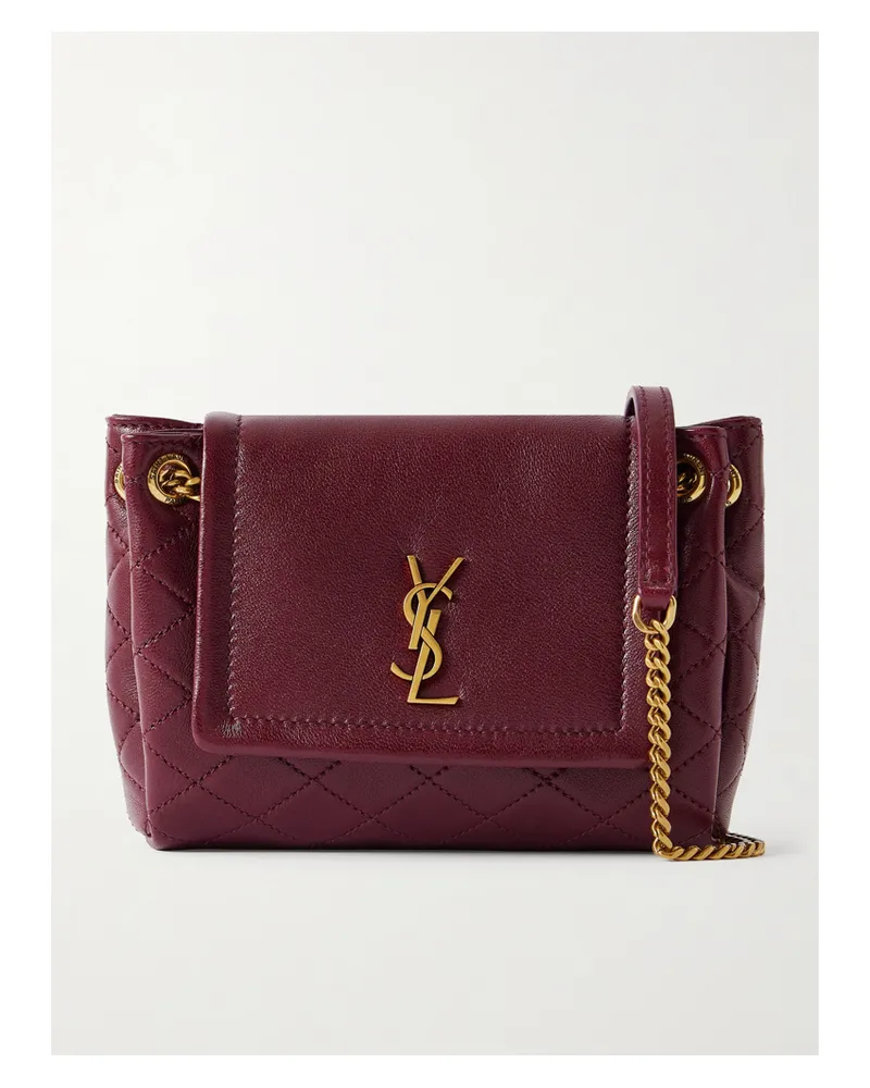 Saint Laurent Nolita Mini Matelassé Leather Shoulder Bag - Burgundy Burgundy