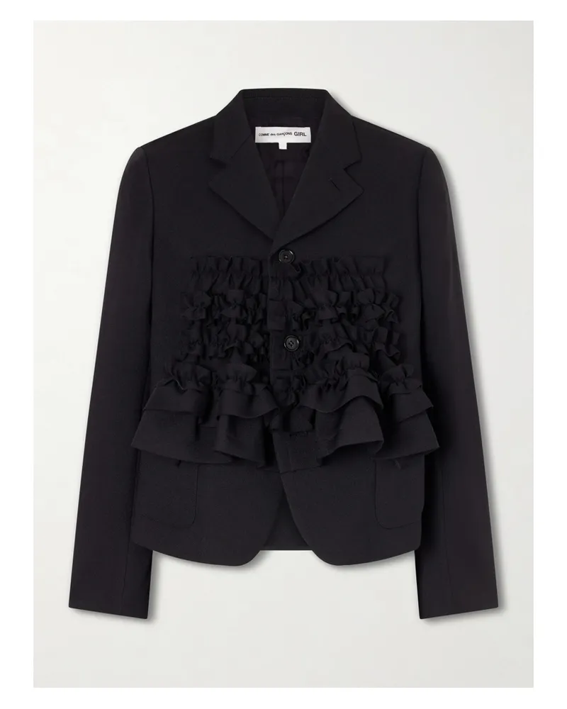 Comme des Garçons Ruffled Gabardine Blazer - Black Black