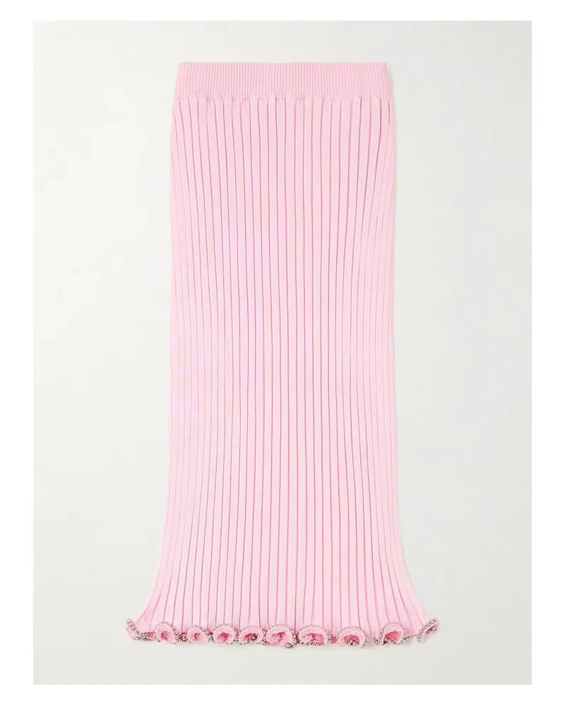Jil Sander Midirock Aus Rippstrick Mit Zierperlen - Pink Pink