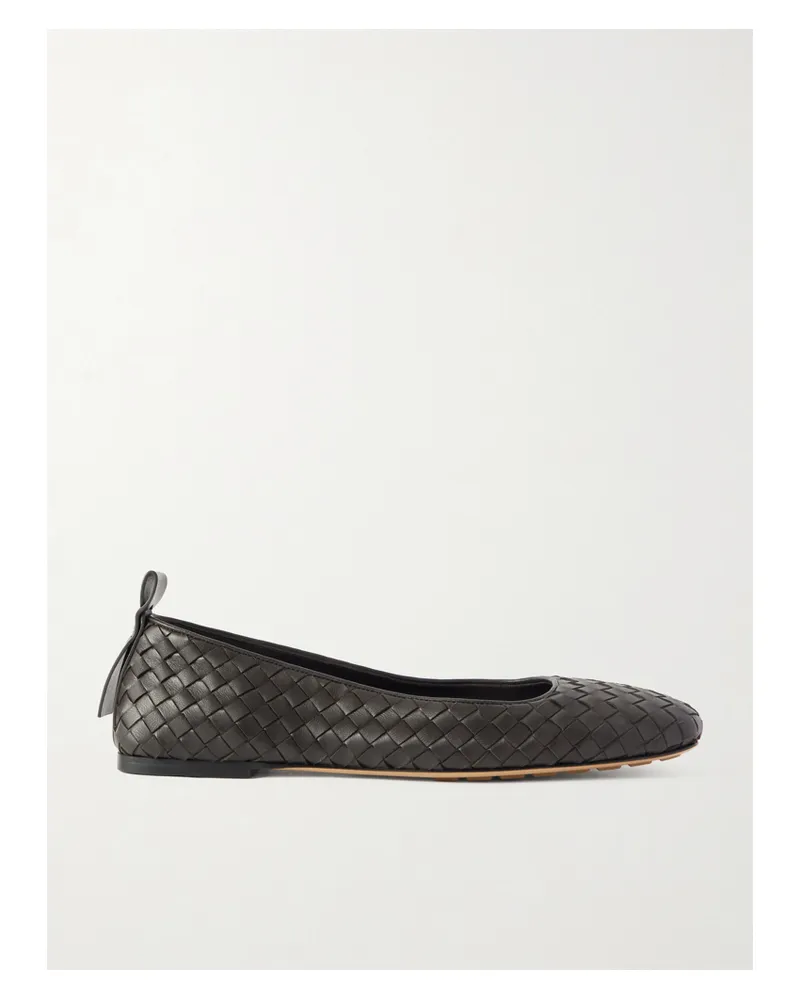 Bottega Veneta Charlotte Intrecciato Leather Ballet Flats - Brown Brown