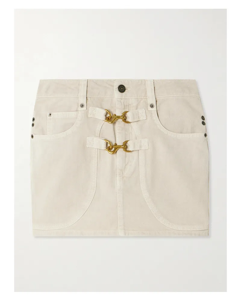 Isabel Marant Paulina Mini-jeansrock Mit Verzierungen - Ecru Ecru