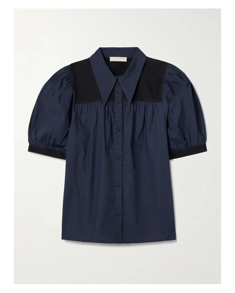 Ulla Johnson Freja Hemd Aus Vorgewaschener Baumwollpopeline - Blau Blau