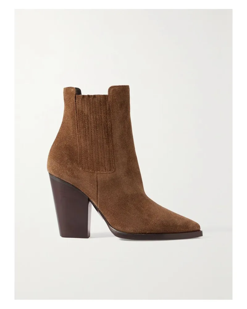Saint Laurent Theo Ankle Boots Aus Veloursleder - Braun Braun