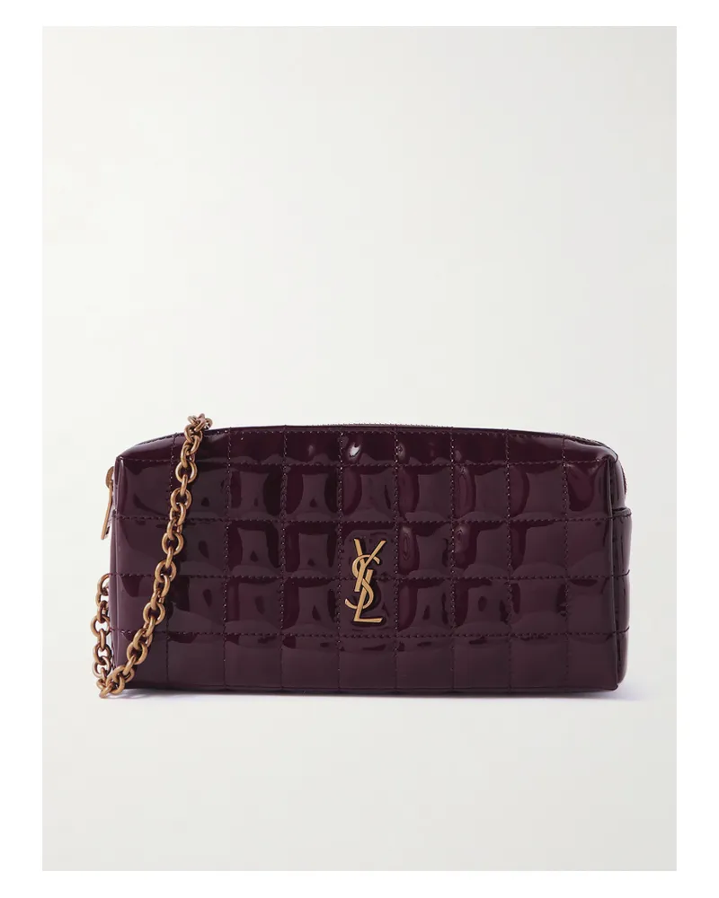 Saint Laurent Cassandre Mini Clutch Aus Vinyl Mit Matelassé-steppmuster - Burgunder Burgunder
