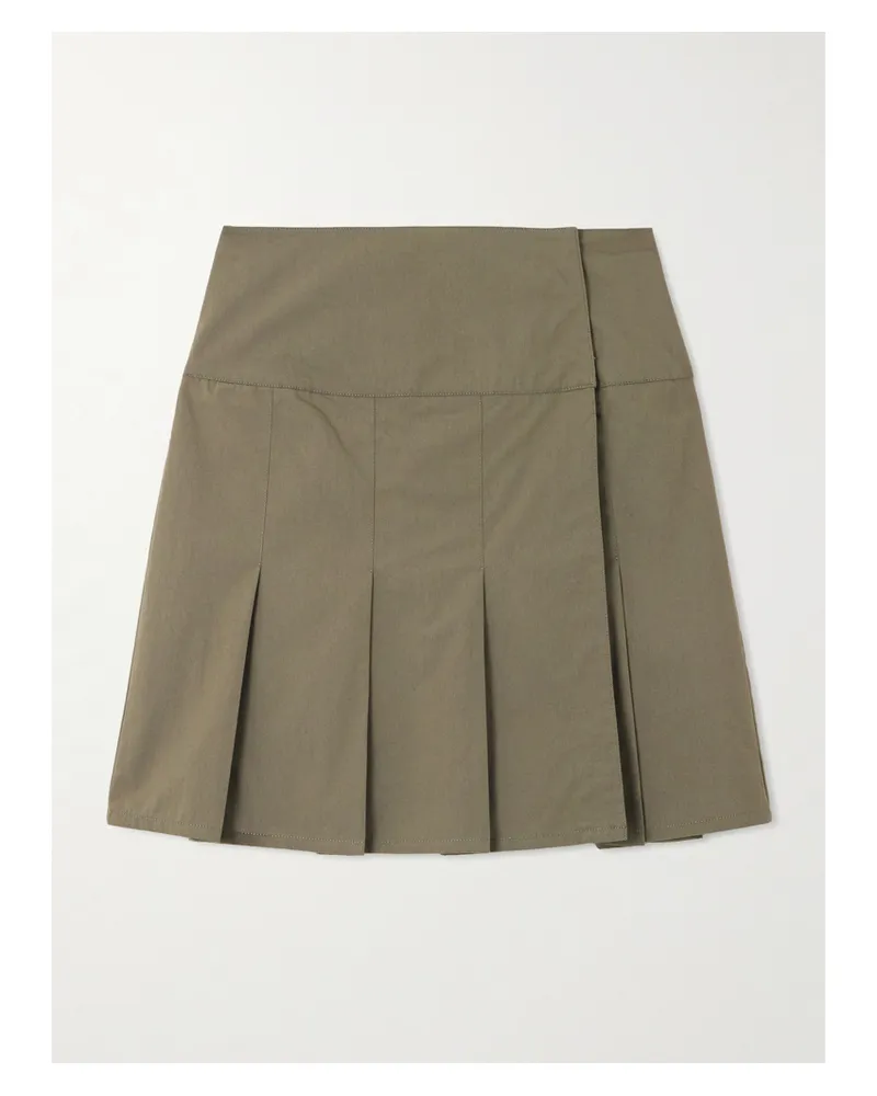 Our Legacy Girdle Mini-wickelrock Aus Einer Baumwollmischung Mit Falten - Grün Grün