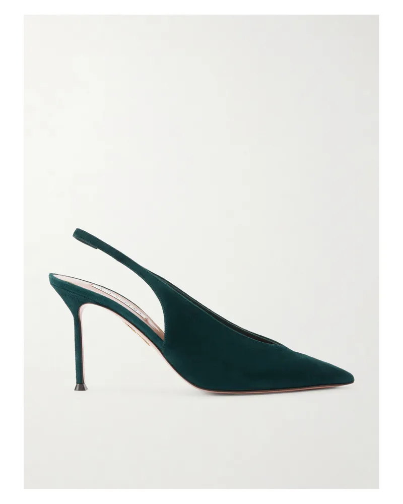 Aquazzura Voltaire 85 Slingback-pumps Aus Veloursleder - Grün Grün