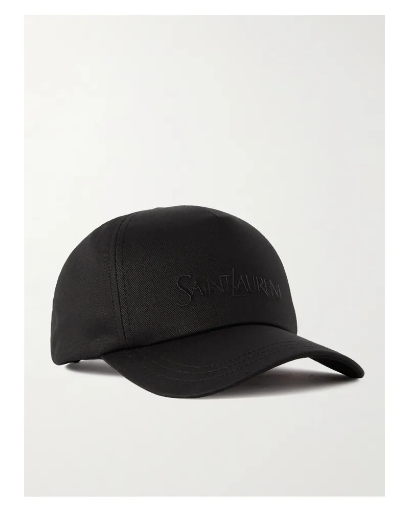 Saint Laurent Embroidered Cotton And Linen-blend Gabardine Baseball Cap - Black Black