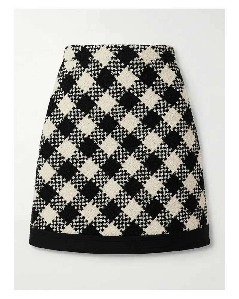 Valentino Garavani Damier Checked Bouclé-tweed Mini Skirt - Black Black