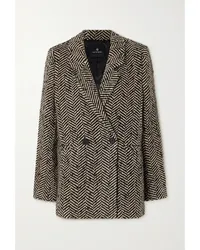 Anine Bing Diana Doppelreihiger Blazer aus Tweed Schwarz