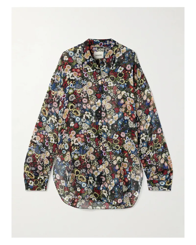 KHAITE Goya Hemd Aus Bedrucktem Seidenchiffon - Schwarz Schwarz