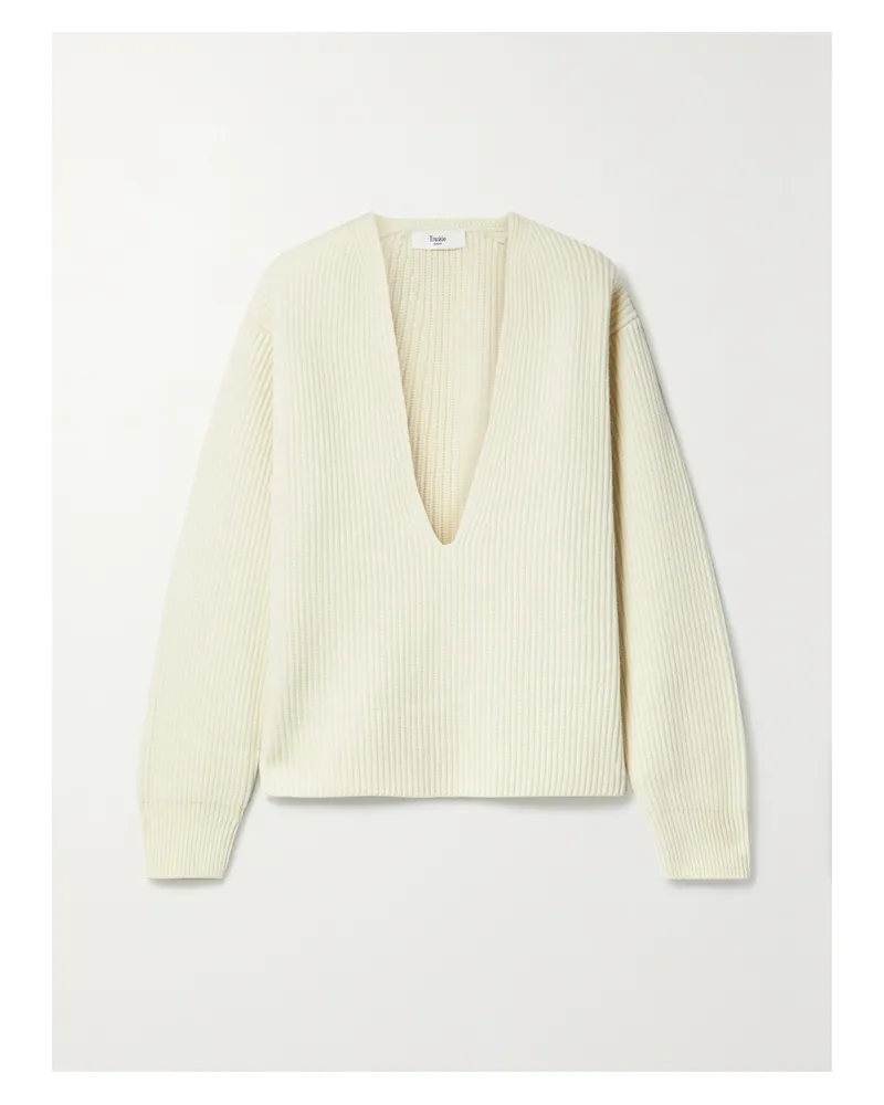 FRANKIE Shop Pullover Aus Gerippter Wolle - Ecru Ecru