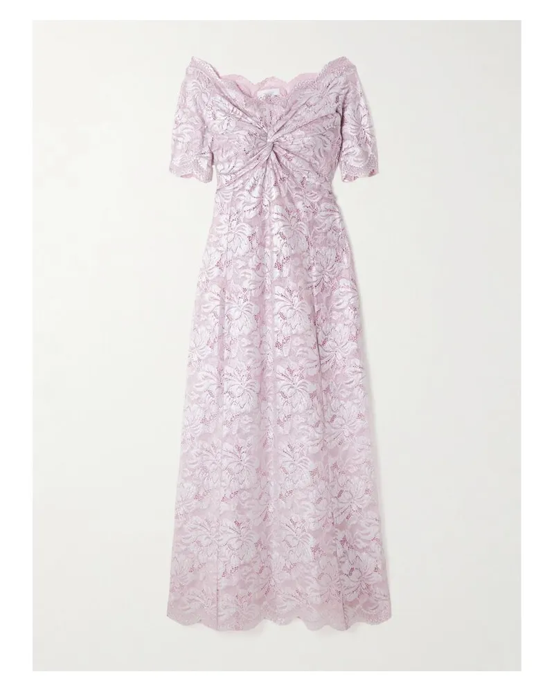 Paco Rabanne Schulterfreies Maxikleid Aus Metallic-spitze Mit Twist-detail - Silber Silber