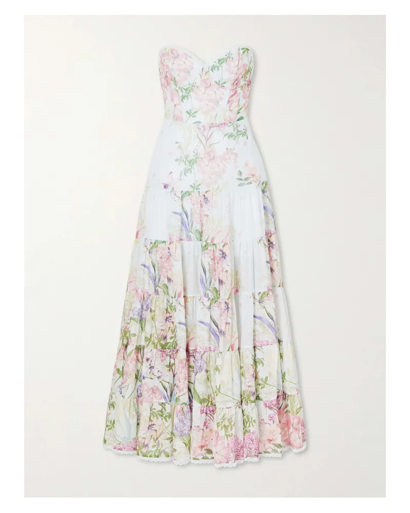 Charo Ruiz Danny Floral-print Cotton-blend Midi Dress - Blue Blue