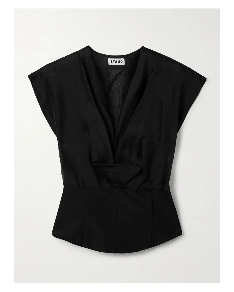 STAUD Pinnacle Oberteil Aus Seidenorganza Und Faille - Schwarz Schwarz