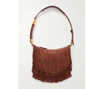 Ebene Fringed Suede Shoulder Bag - Brown
