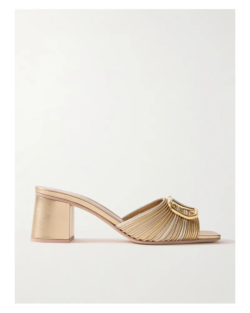 Valentino Garavani Vlogo 60 Mules aus Metallic-leder Gold