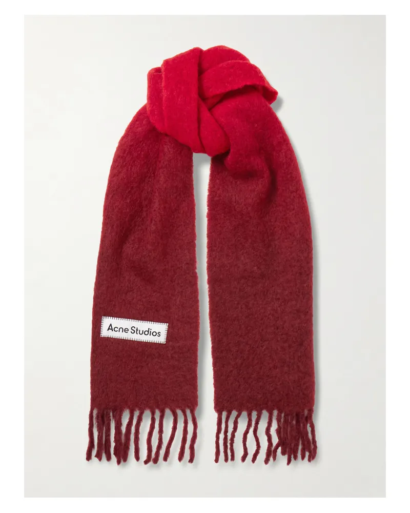Acne Studios Schal Aus Filz Mit Fransen Und Applikation - Rot Rot