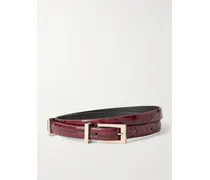 Gürtel Aus Lackleder Mit Krokodileffekt - Rot