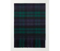 Fringed Checked Cashmere Scarf - Green