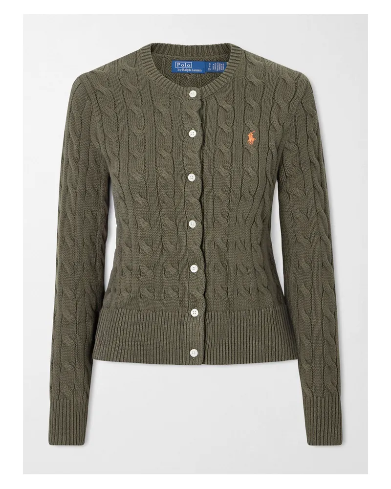 Ralph Lauren Cardigan Aus Baumwolle In Zopfstrick Mit Stickerei - Grün Grün