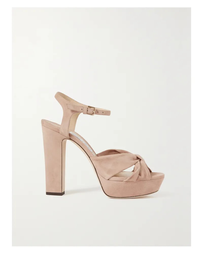 Jimmy Choo Heloise 120 Plateau-sandalen Aus Veloursleder Mit Knoten - Neutral Neutral